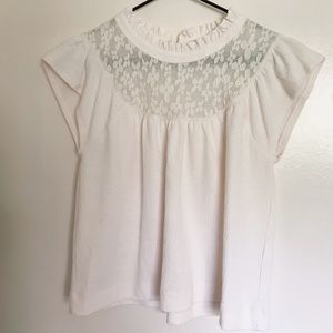 Madewell Lace Inset Superlight Jacquard Top
